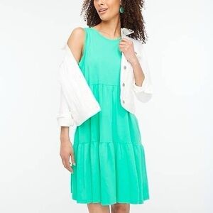J. Crew Aqua Green Sleeveless Tiered Ruffled Dress